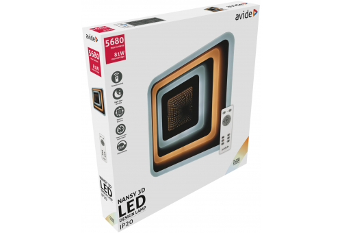 Luz de teto design Nansy-3D 81W(40,5+40,5) RF com telecomando