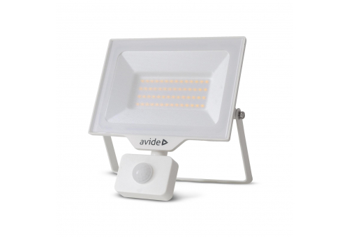 LED Frosted Flood Light Slim SMD 30W NW 4000K PIR White