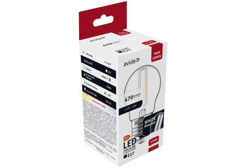 Avide LED White Filament Mini Globe 4.5W E27 WW 2700K